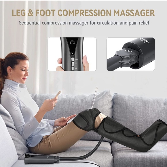 Foot and Leg Massager for Circulation with Knee Heat with Hand-held Controller - Picture 5 of 12